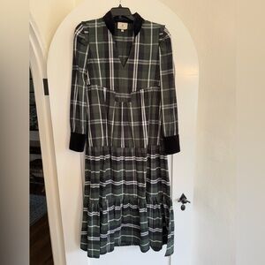 Tuckernuck Green Plaid Long Sleeve Dress
